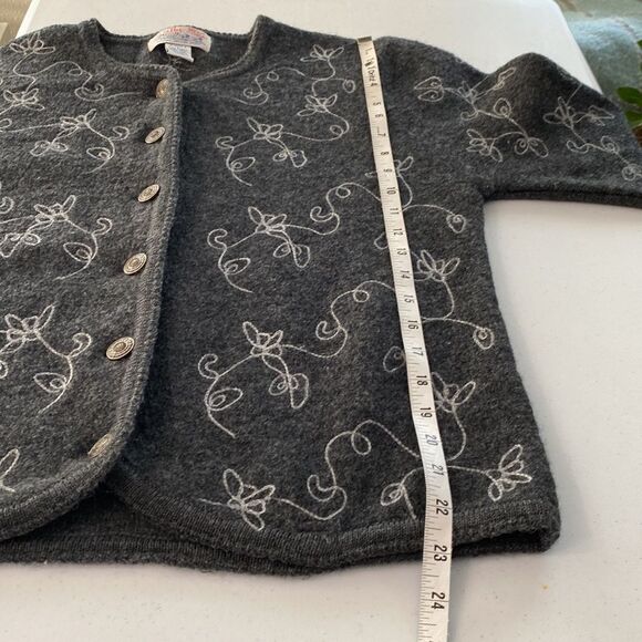 Vintage Tally Ho Embroidered Wool Button Front Cardigan Sweater Long Sleeve Warm - Picture 11 of 15